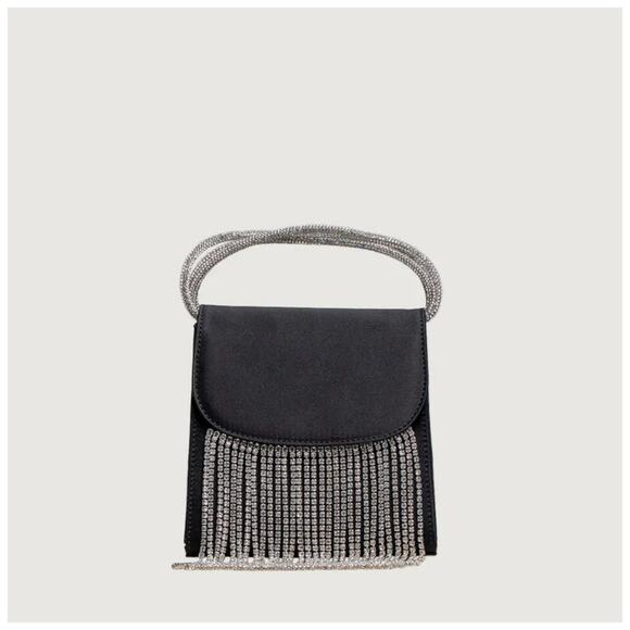 NWT VERONICA BEARD FOLKLORE Fringe Loop Bag Black Clutch Shoulder Bag $605 S…